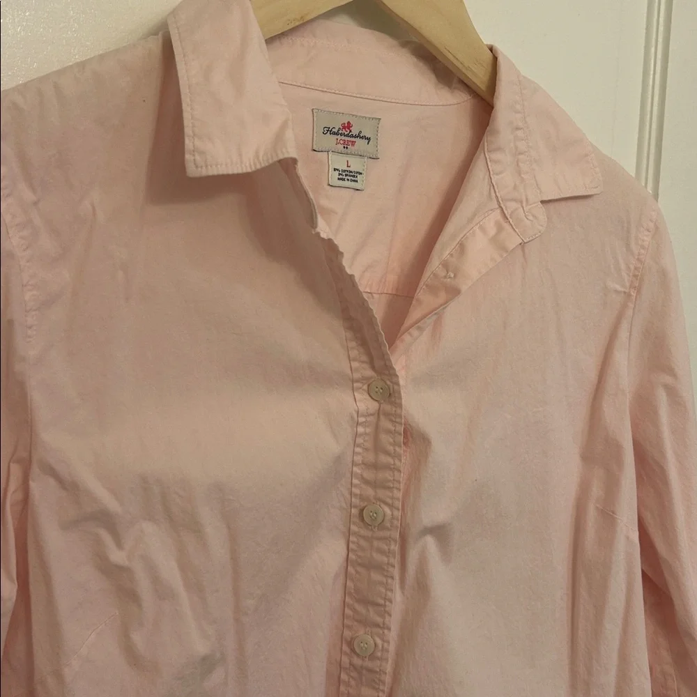 🛍 2/$18 J. Crew Women's Haberdashery Light Pink Button Down Shirt Large Cotton